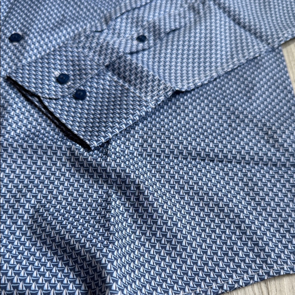 Nautica Men's Geometric Blue Dress Shirt.‎  CAJA #2 A - Picture 6 of 10